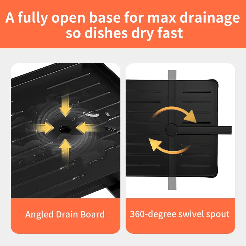 Foldable Over‑the‑Sink Dish Drying Rack, Pull‑Out 2‑Tier Dish Drainer with Utensil Holder, Space‑Saving Kitchen Organiser for Small Kitchens