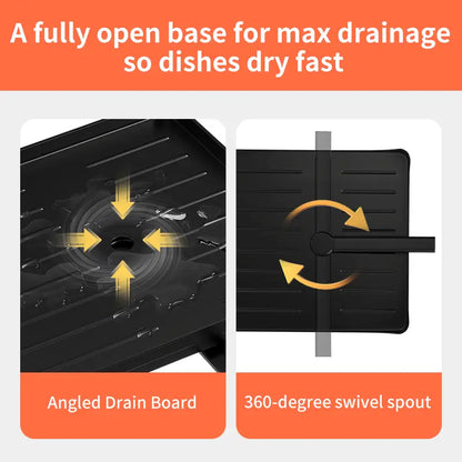 Foldable Over‑the‑Sink Dish Drying Rack, Pull‑Out 2‑Tier Dish Drainer with Utensil Holder, Space‑Saving Kitchen Organiser for Small Kitchens
